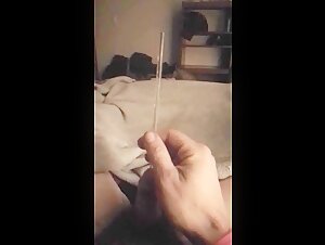 Glass rod inside My dick